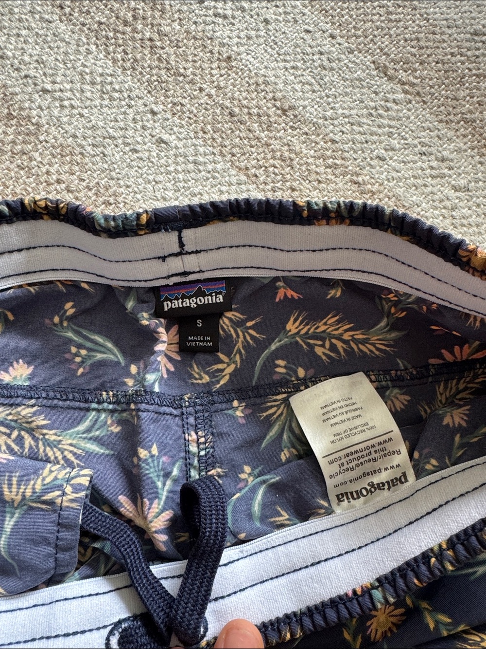 Patagonia Women's Navy Floral Athletic Shorts - Picture 3 of 6
